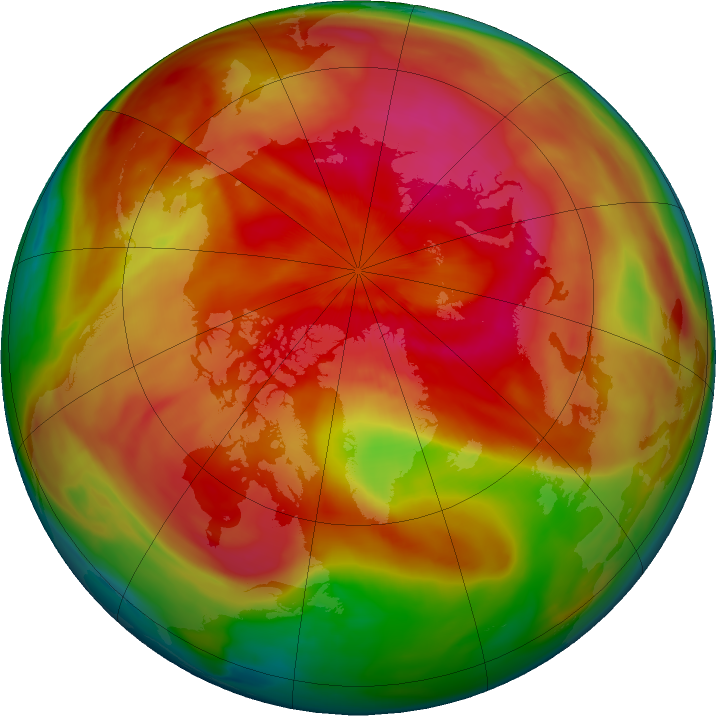 Arctic ozone map for 24 March 2024